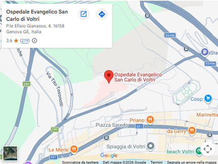 mappa con indicazioni stradali per raggiungere l'Ospedale San Carlo